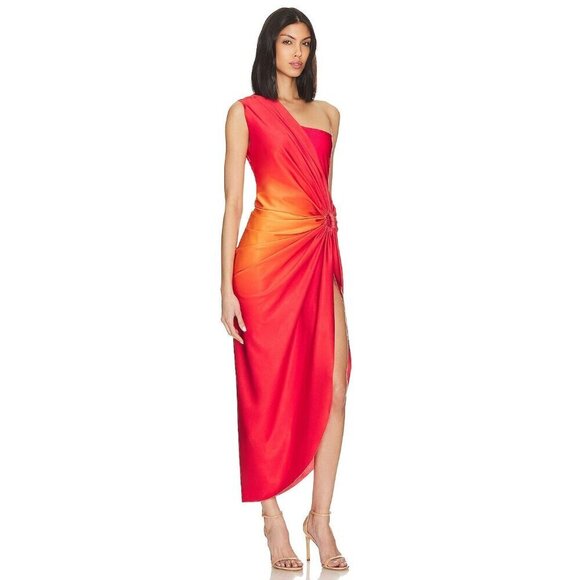 Baobab Nikka Dress in Puesta De Sol & Red Small New Womens Midi One Shoulder - Picture 3 of 12